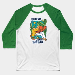 Quiero Una Siesta // Funny Sleeping Mexican Taking a Nap Baseball T-Shirt